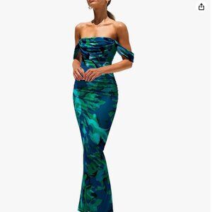 PRETTYGARDEN Maxi Dresses Summer Elegant Floral Off Shoulder Ruch